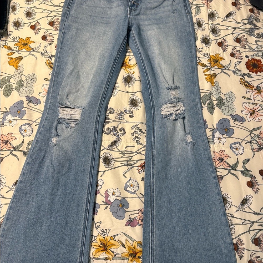 KanCan Light Blue Distressed Boot Cut Jeans